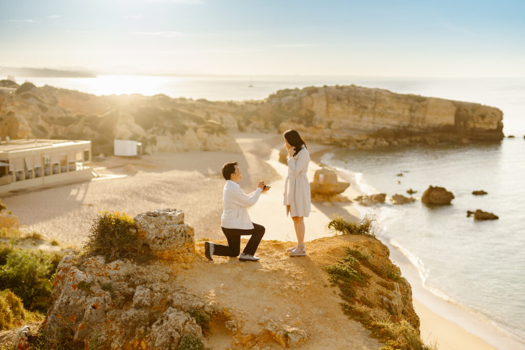 engagement on the top of the cliifs in albufeira portugal