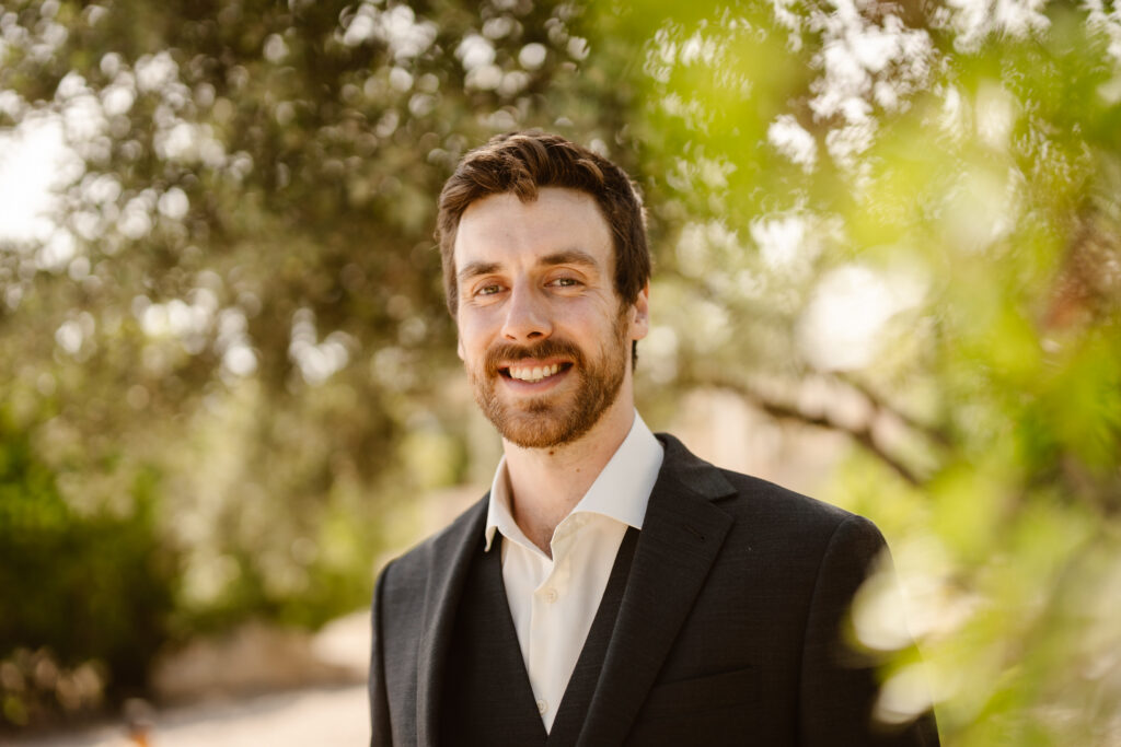 Groom smiling in Loule, Portugal