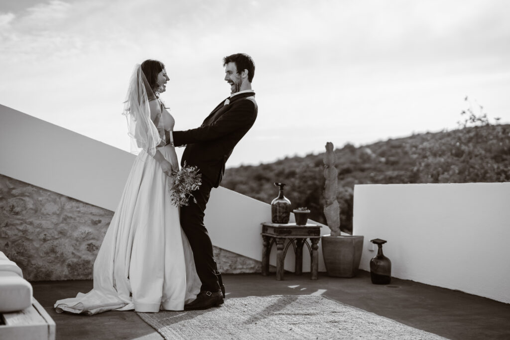 Bride and groom in Loule, Portugal