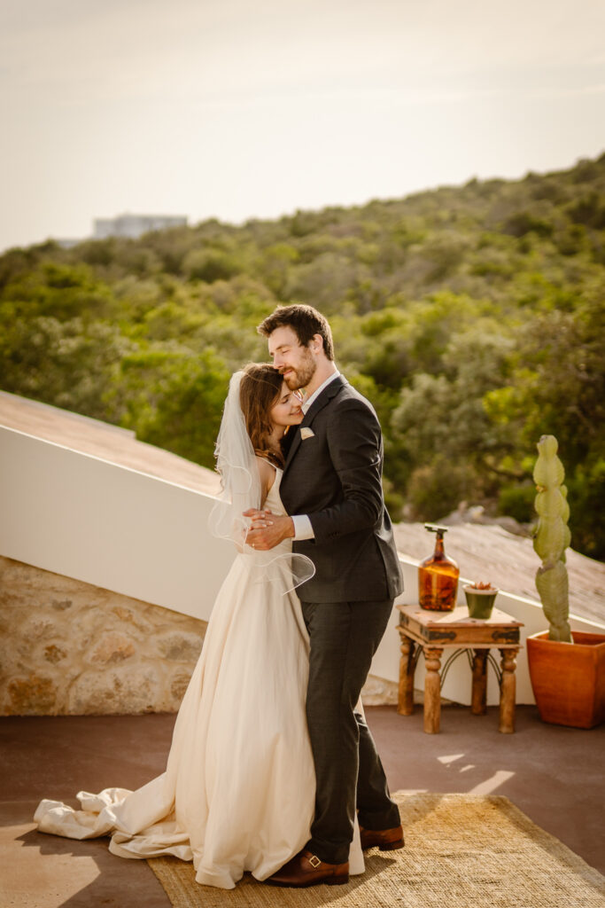 Bride and groom dancing in Loule, Portugal