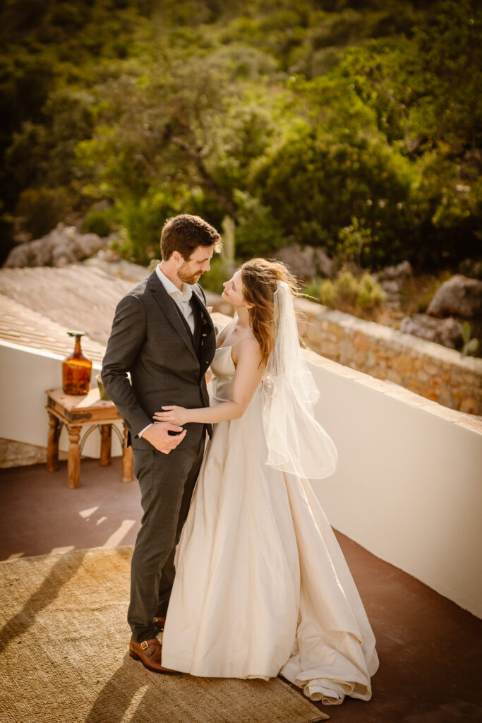 Bride and groom dancing in Loule, Portugal