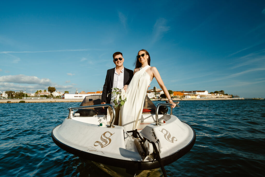 Happy bride and groom in Portugal.