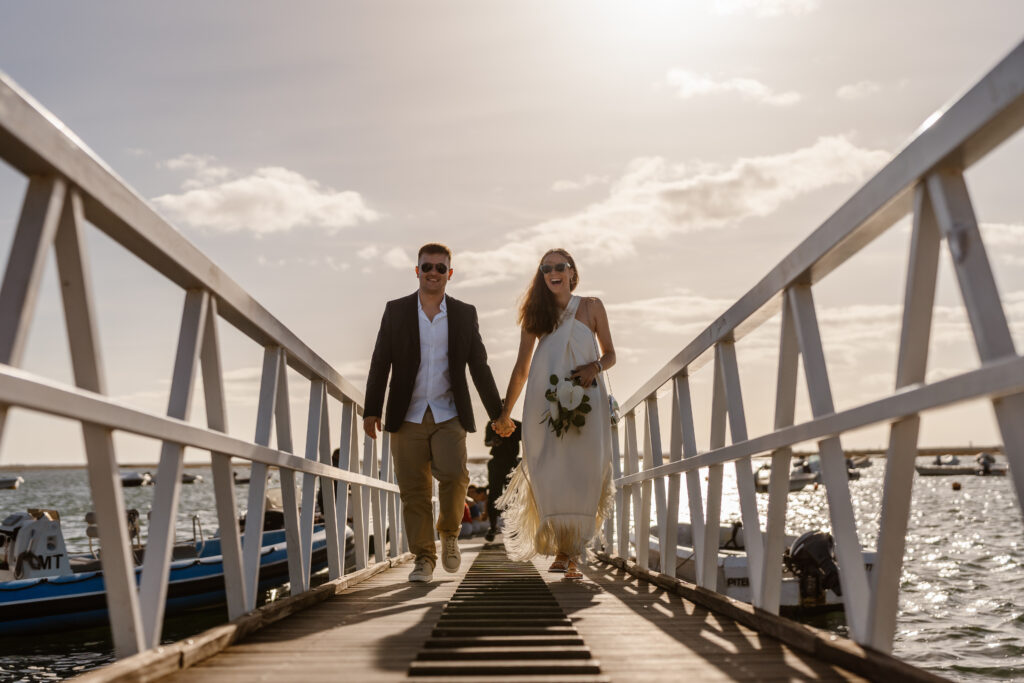 Happy bride and groom