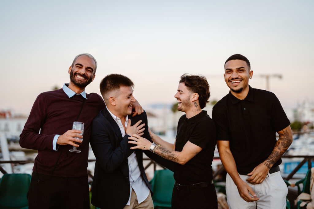 The groom has a fun with his friends in Algarve.