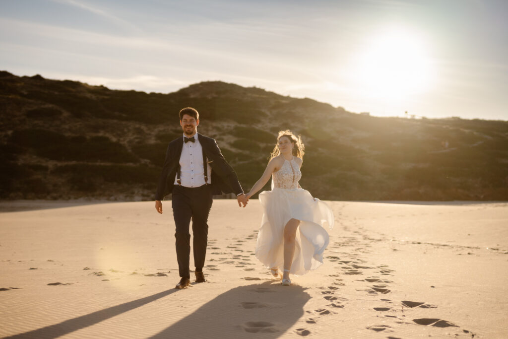 Couple walking on beach