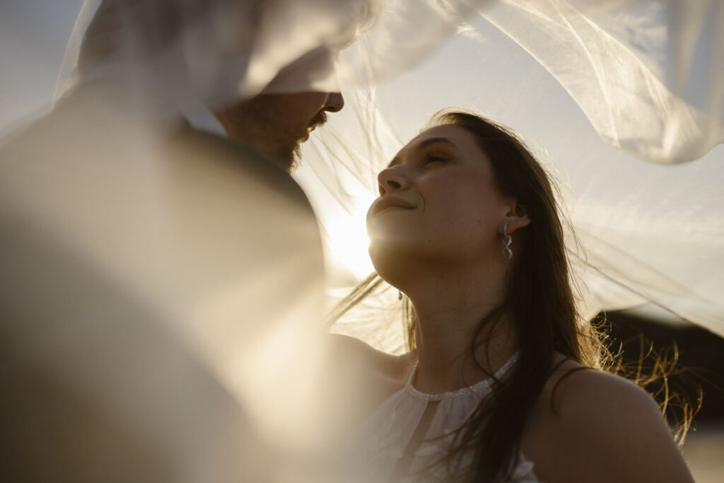 Bride and groom in Bordeira, Portugal
