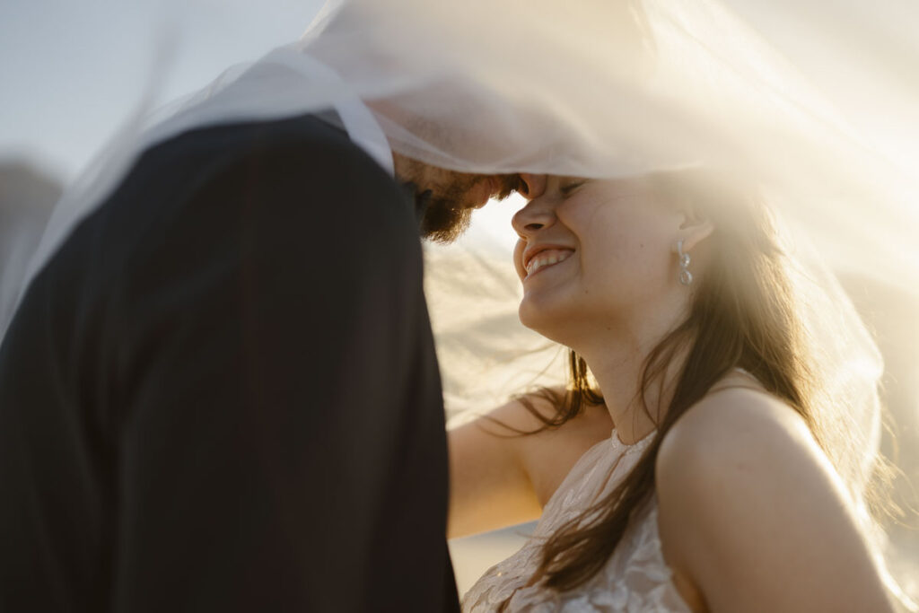 Bride and groom in Bordeira, Portugal