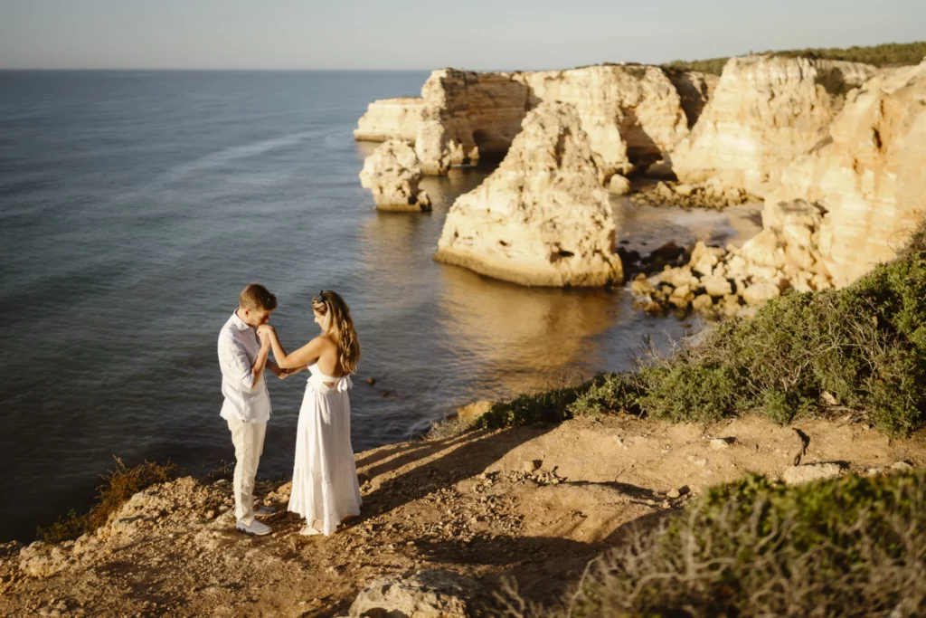 wedding photography session on portugal cliffs