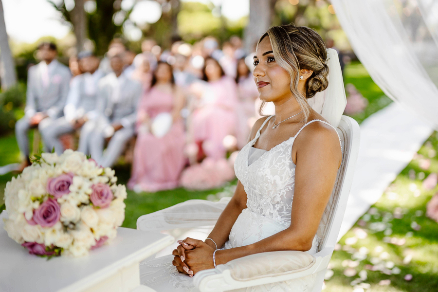 bride in wedding dress garden wedding portugal
