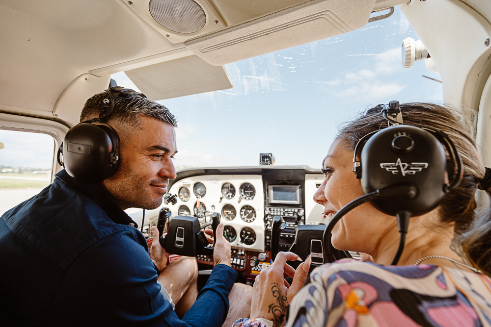 sunrise vs sunset engagement photos algarve couple on plane