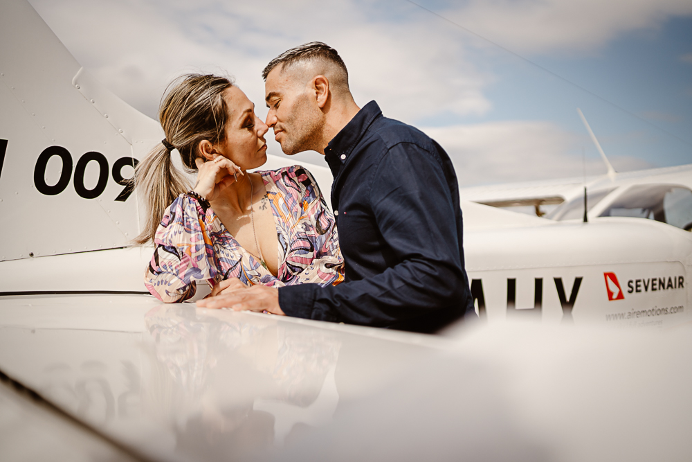 sunrise vs sunset engagement photos algarve couple on airport