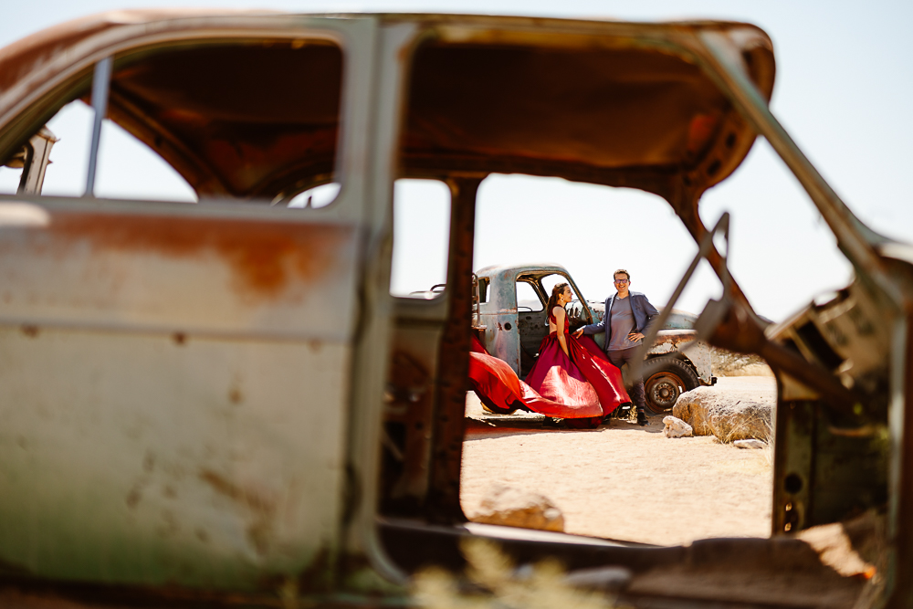 sunrise vs sunset engagement photos algarve couple on desert
