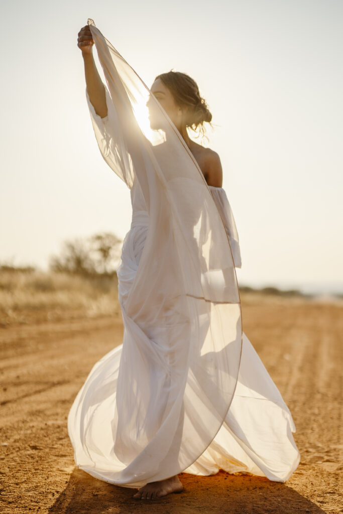 flying dress elopement