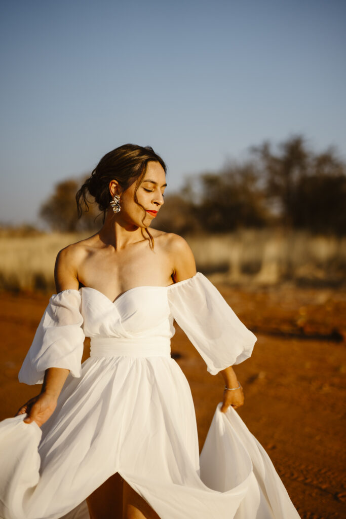 flying dress elopement
